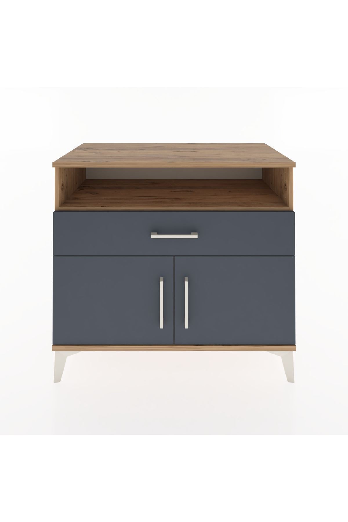 Hyperion Şifonyer Tek Raflı Tek Çekmeceli 2 Kapaklı 88x44x80 Çam-Antrasit