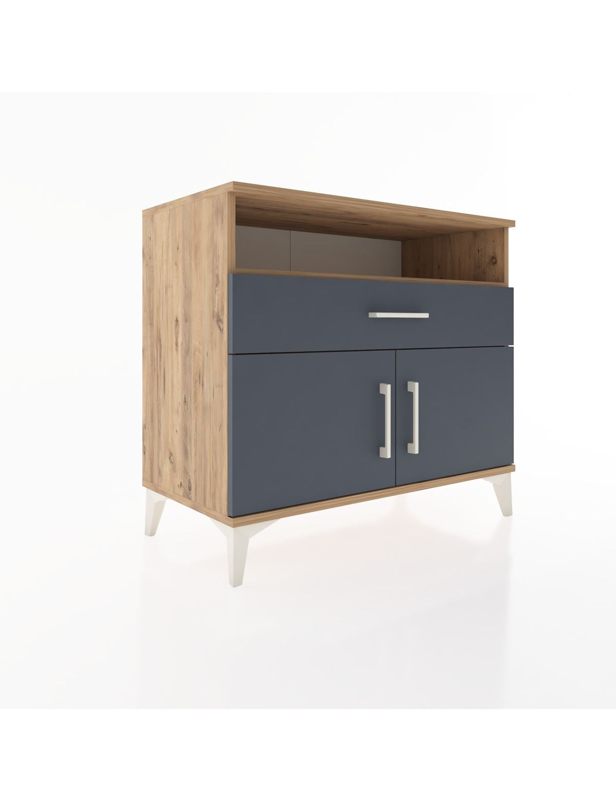 Hyperion Şifonyer Tek Raflı Tek Çekmeceli 2 Kapaklı 88x44x80 Çam-Antrasit