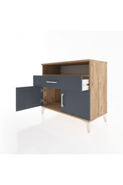 Hyperion Şifonyer Tek Raflı Tek Çekmeceli 2 Kapaklı 88x44x80 Çam-Antrasit