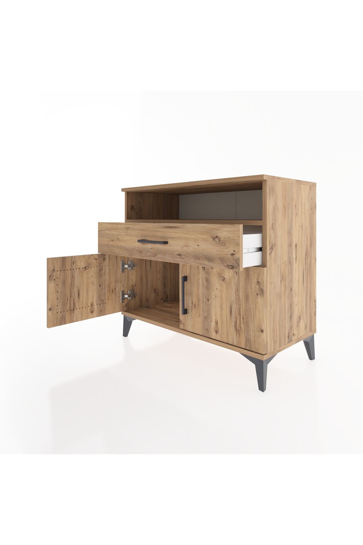 Hyperion Şifonyer Tek Raflı Tek Çekmeceli 2 Kapaklı 88x44x80 Çam-Çam