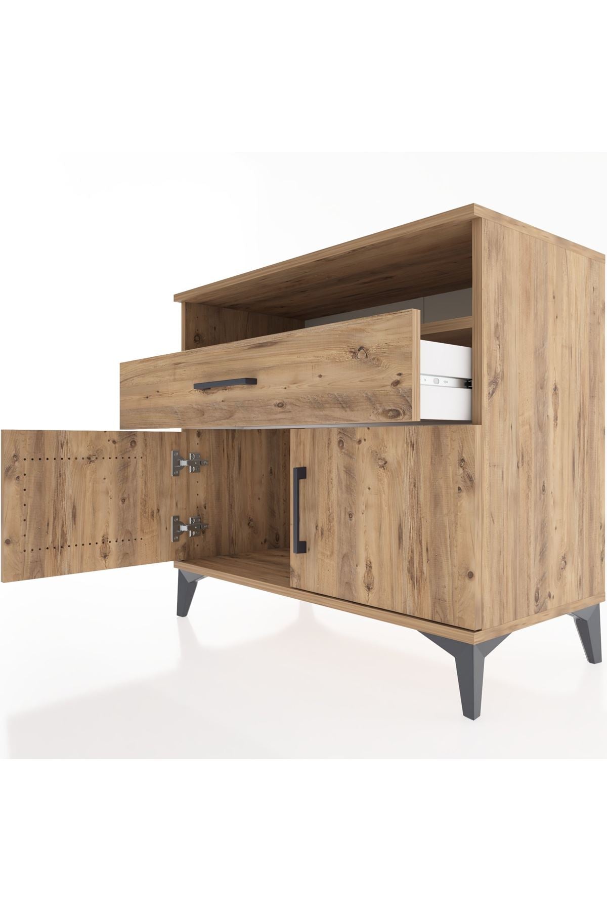 Hyperion Şifonyer Tek Raflı Tek Çekmeceli 2 Kapaklı 88x44x80 Çam-Çam