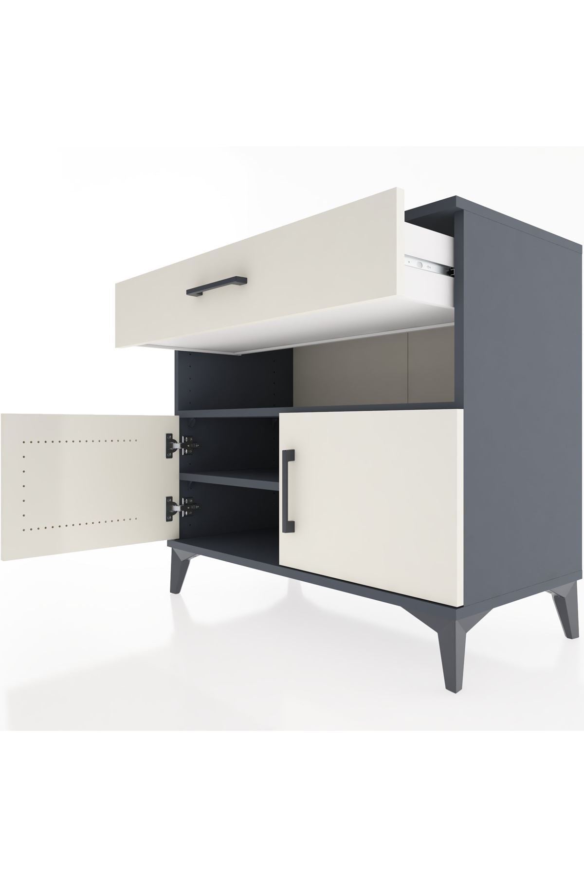 Hyperion Şifonyer 2 Raflı Tek Çekmeceli 2 Kapaklı 88x44x80 Antrasit-Aytaşı