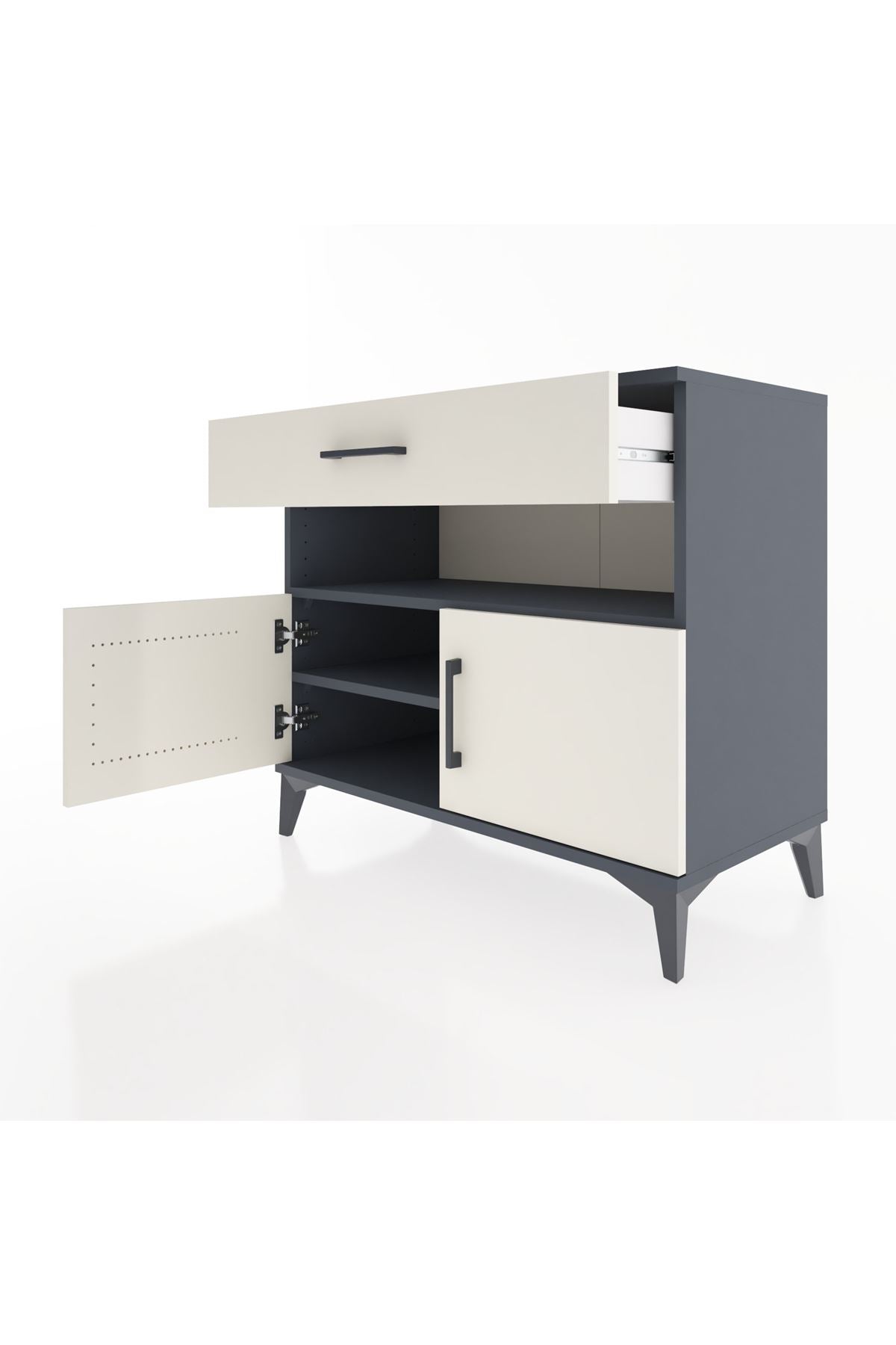 Hyperion Şifonyer 2 Raflı Tek Çekmeceli 2 Kapaklı 88x44x80 Antrasit-Aytaşı