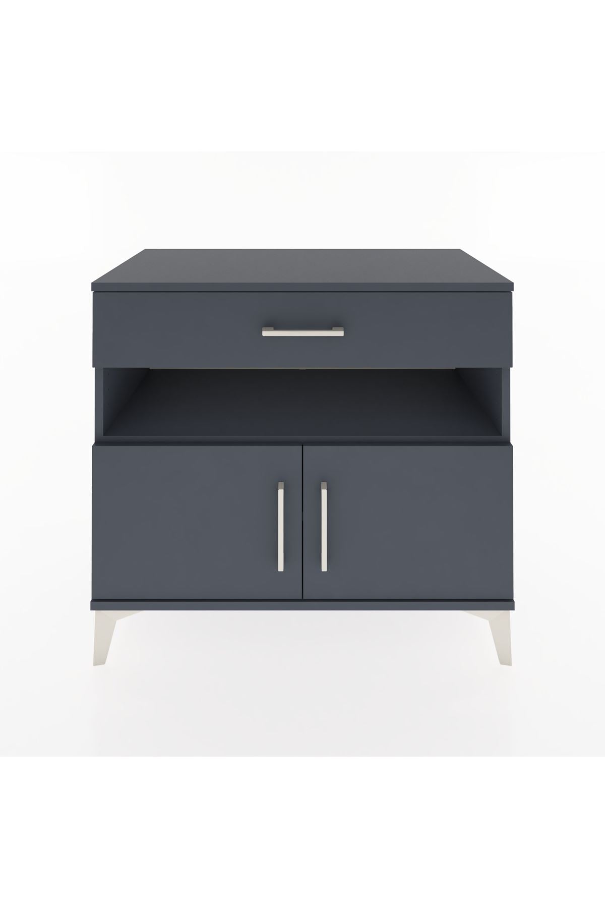 Hyperion Şifonyer 2 Raflı Tek Çekmeceli 2 Kapaklı 88x44x80 Antrasit-Antrasit