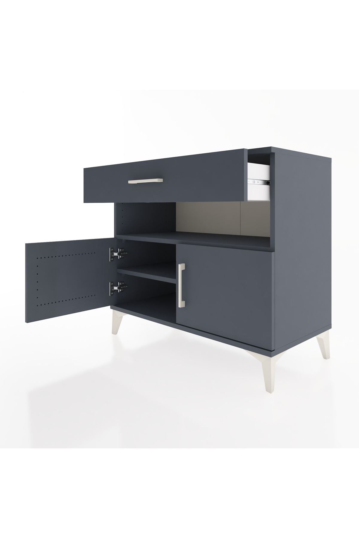 Hyperion Şifonyer 2 Raflı Tek Çekmeceli 2 Kapaklı 88x44x80 Antrasit-Antrasit