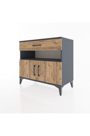 Hyperion Şifonyer 2 Raflı Tek Çekmeceli 2 Kapaklı 88x44x80 Antrasit-Çam