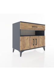 Hyperion Şifonyer 2 Raflı Tek Çekmeceli 2 Kapaklı 88x44x80 Antrasit-Çam