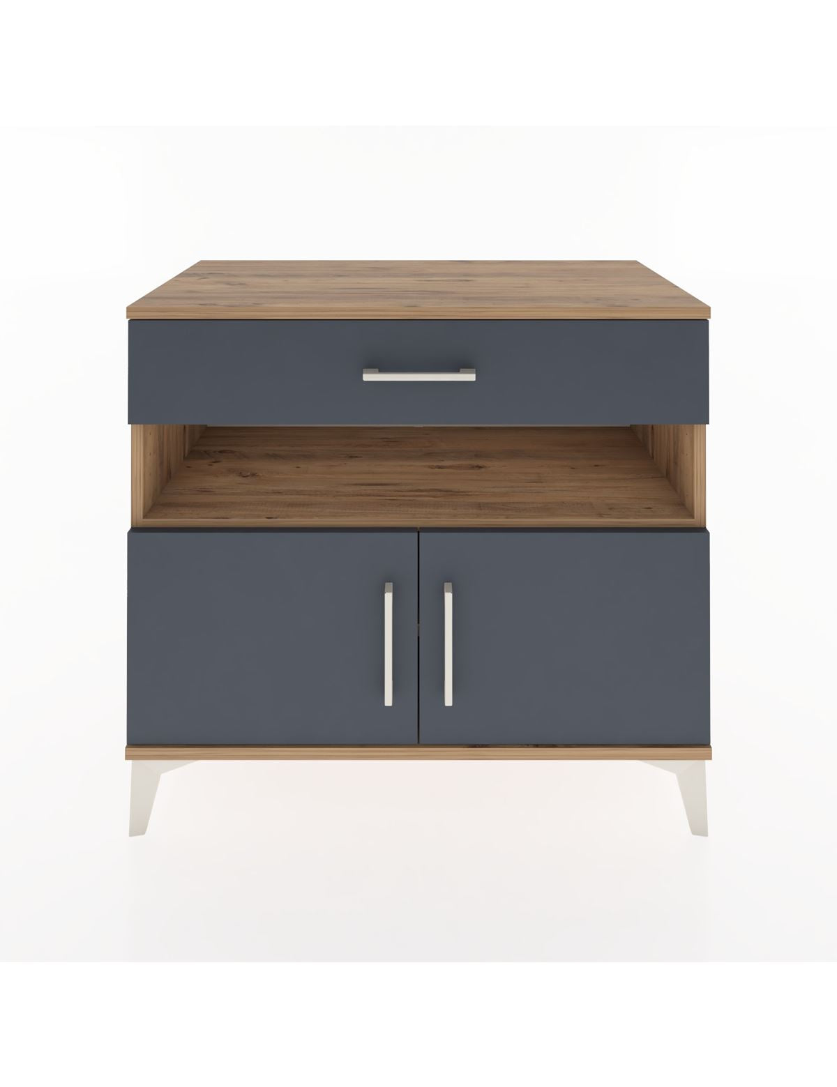 Hyperion Şifonyer 2 Raflı Tek Çekmeceli 2 Kapaklı 88x44x80 Çam-Antrasit