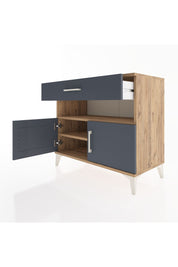 Hyperion Şifonyer 2 Raflı Tek Çekmeceli 2 Kapaklı 88x44x80 Çam-Antrasit