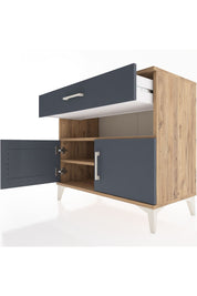 Hyperion Şifonyer 2 Raflı Tek Çekmeceli 2 Kapaklı 88x44x80 Çam-Antrasit
