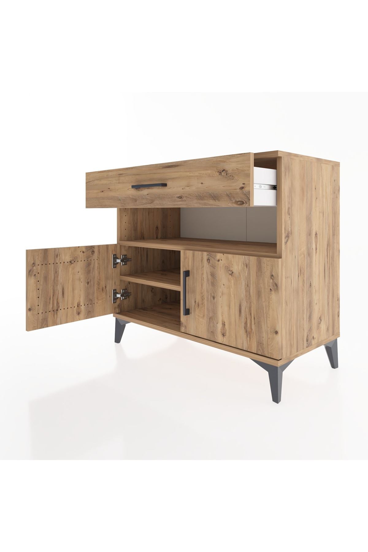 Hyperion Şifonyer 2 Raflı Tek Çekmeceli 2 Kapaklı 88x44x80 Çam-Çam