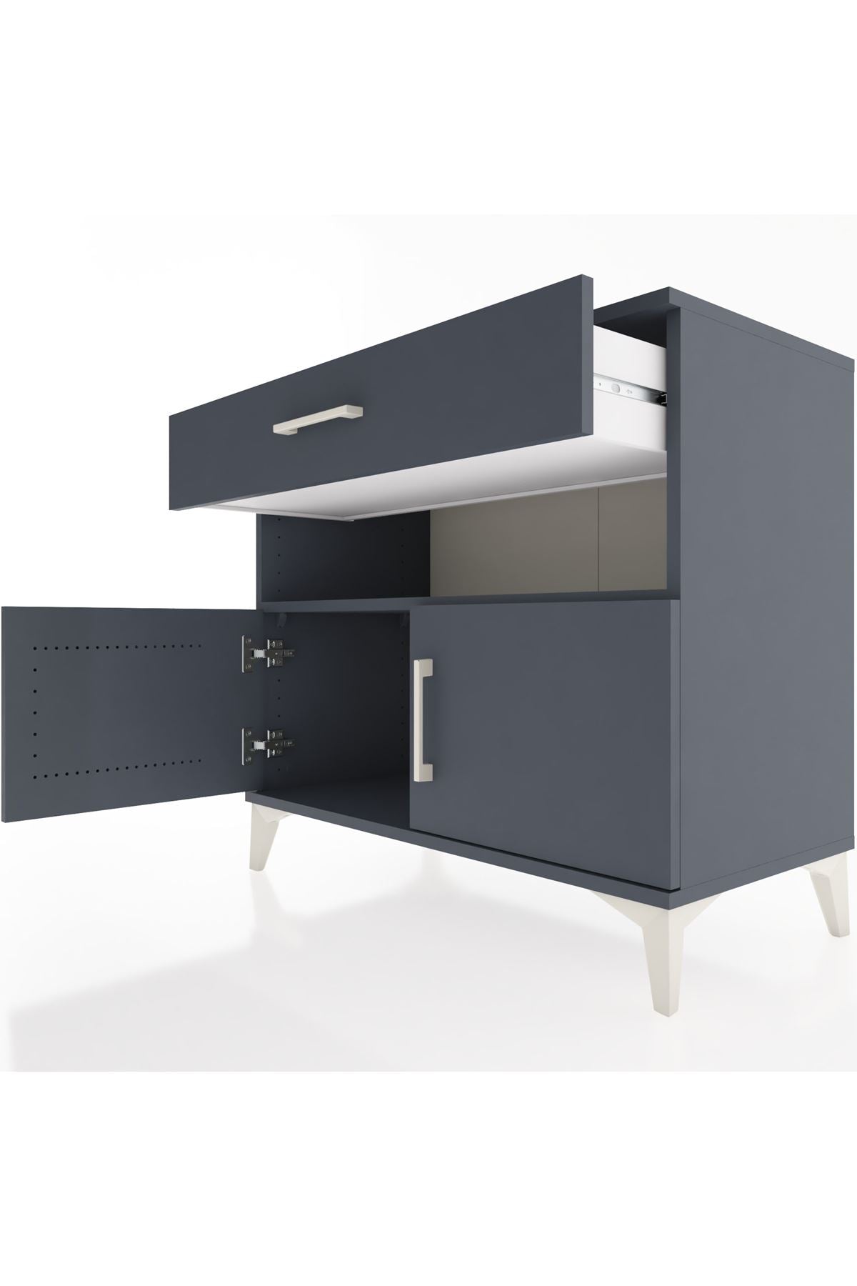 Hyperion Şifonyer Tek Raflı Tek Çekmeceli 2 Kapaklı 88x44x80 Antrasit-Antrasit