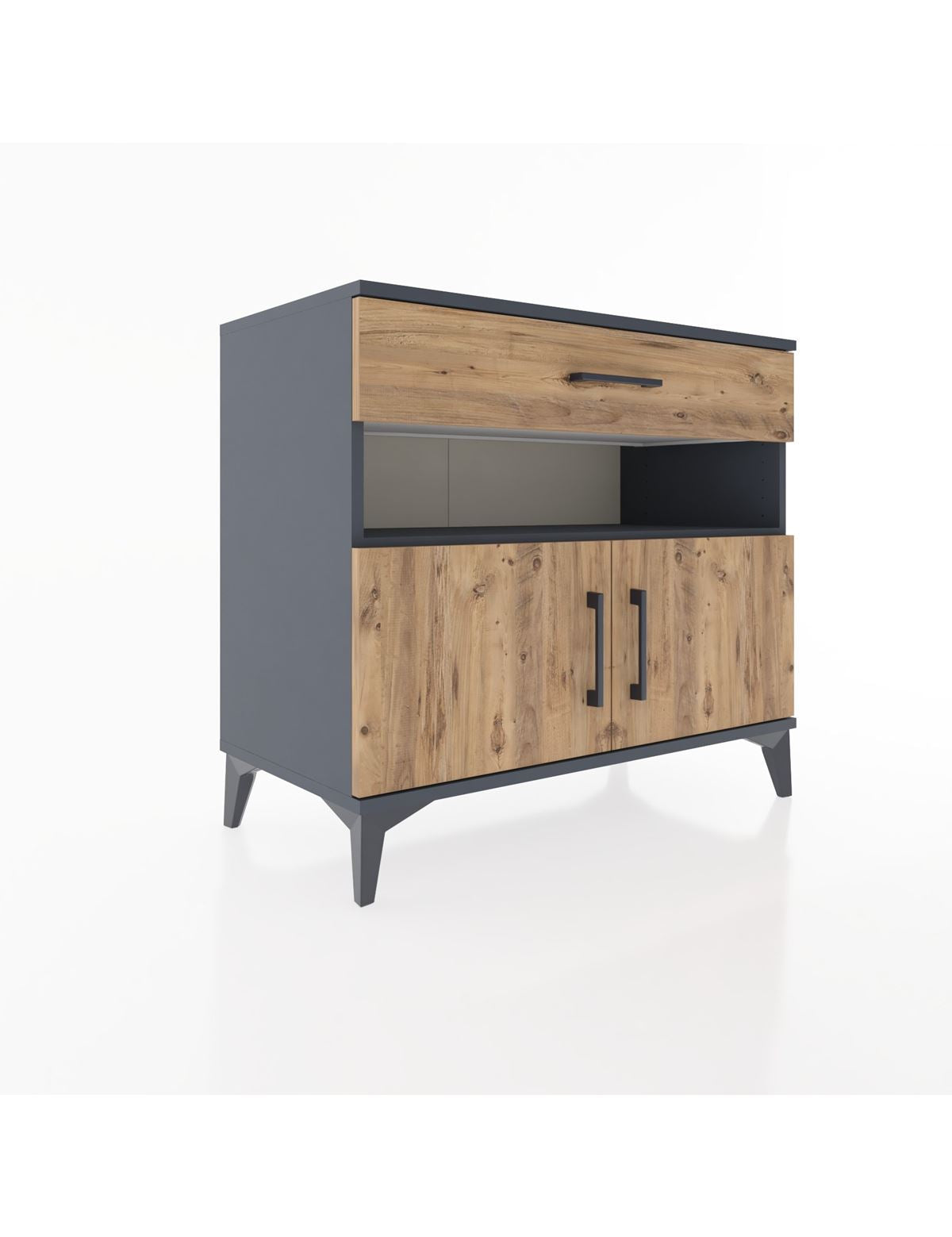 Hyperion Şifonyer Tek Raflı Tek Çekmeceli 2 Kapaklı 88x44x80 Antrasit-Çam