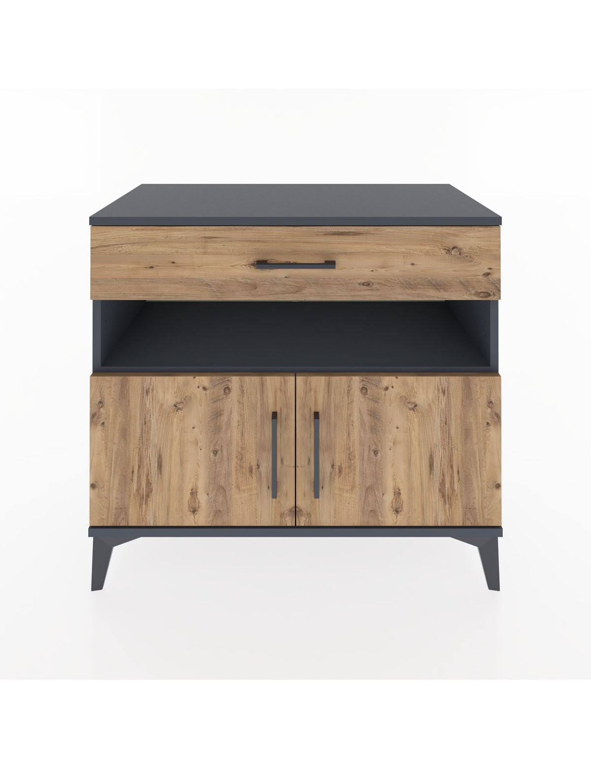 Hyperion Şifonyer Tek Raflı Tek Çekmeceli 2 Kapaklı 88x44x80 Antrasit-Çam