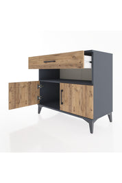 Hyperion Şifonyer Tek Raflı Tek Çekmeceli 2 Kapaklı 88x44x80 Antrasit-Çam