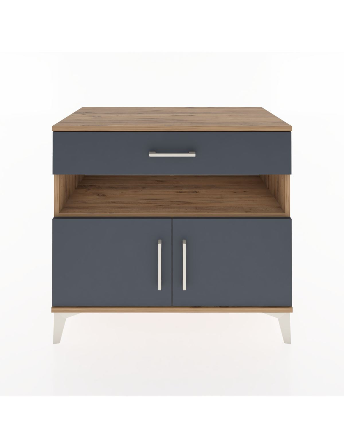 Hyperion Şifonyer Tek Raflı Tek Çekmeceli 2 Kapaklı 88x44x80 Çam-Antrasit