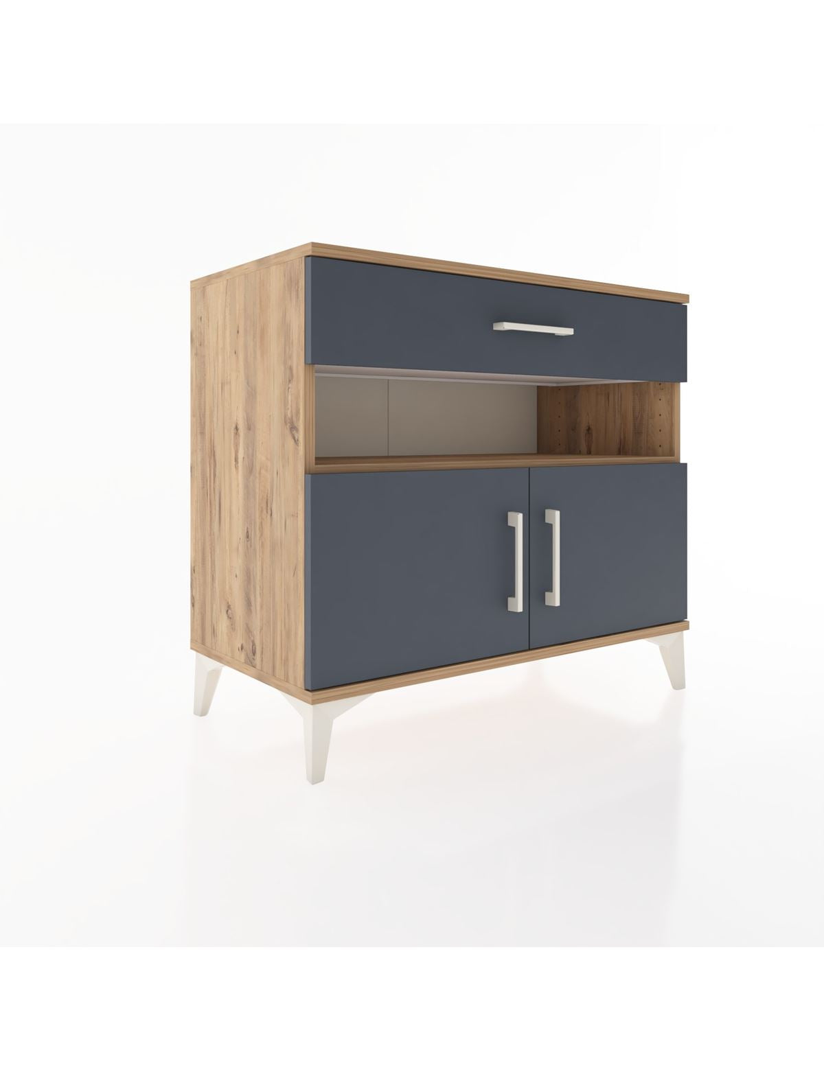 Hyperion Şifonyer Tek Raflı Tek Çekmeceli 2 Kapaklı 88x44x80 Çam-Antrasit