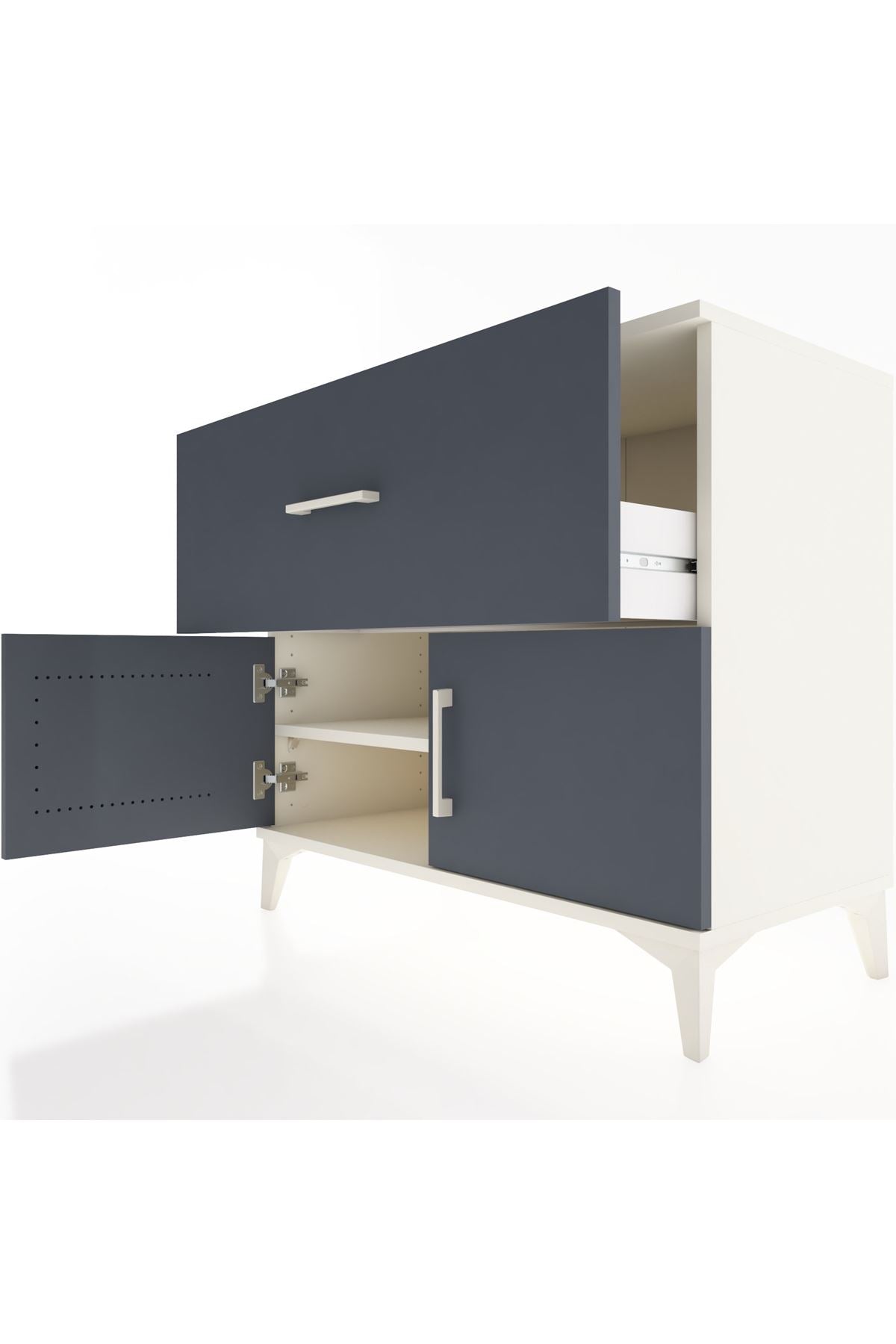 Hyperion Şifonyer Tek Raflı Tek Çekmeceli 2 Kapaklı 88x44x80 Aytaşı-Antrasit