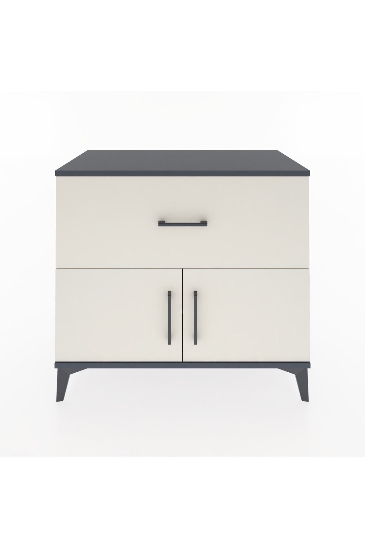 Hyperion Şifonyer Tek Raflı Tek Çekmeceli 2 Kapaklı 88x44x80 Antrasit-Aytaşı