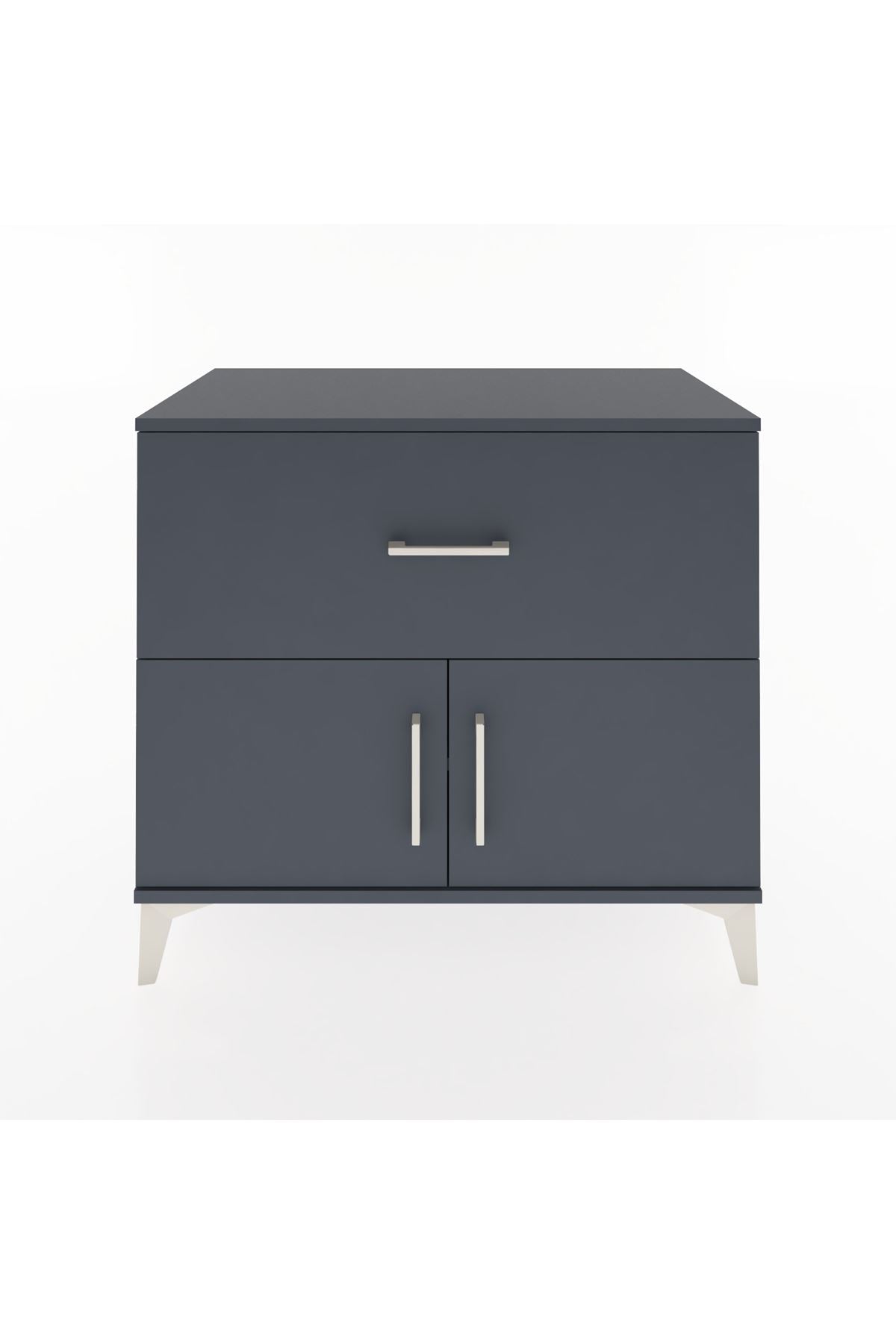 Hyperion Şifonyer Tek Raflı Tek Çekmeceli 2 Kapaklı 88x44x80 Antrasit-Antrasit