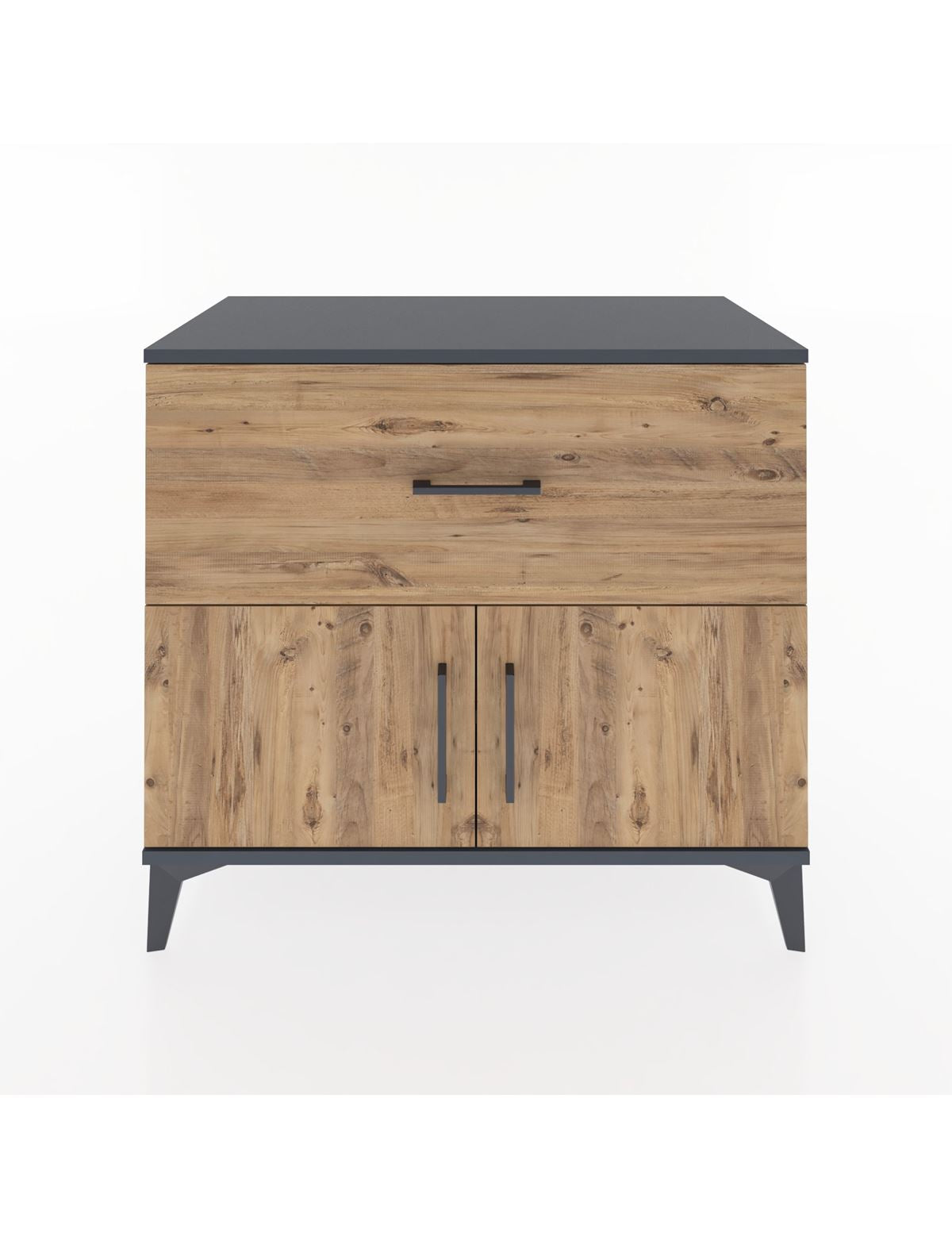 Hyperion Şifonyer Tek Raflı Tek Çekmeceli 2 Kapaklı 88x44x80 Antrasit-Çam