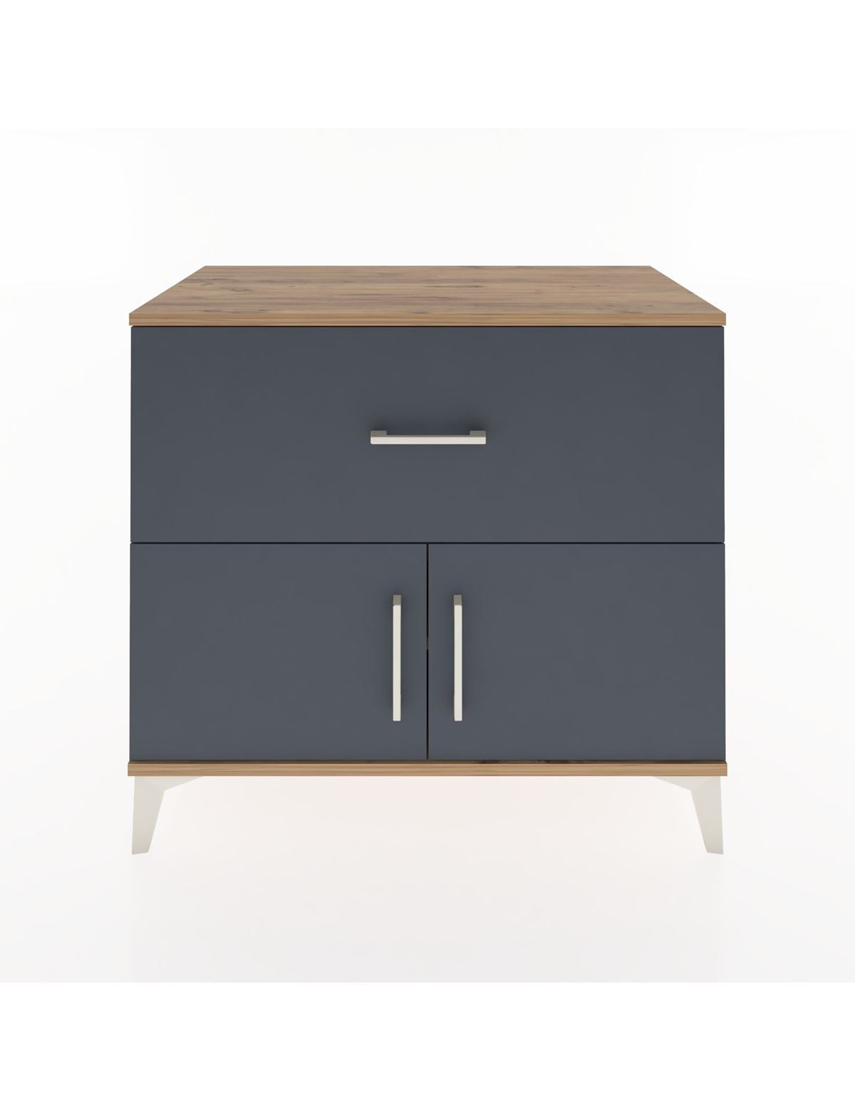 Hyperion Şifonyer Tek Raflı Tek Çekmeceli 2 Kapaklı 88x44x80 Çam-Antrasit