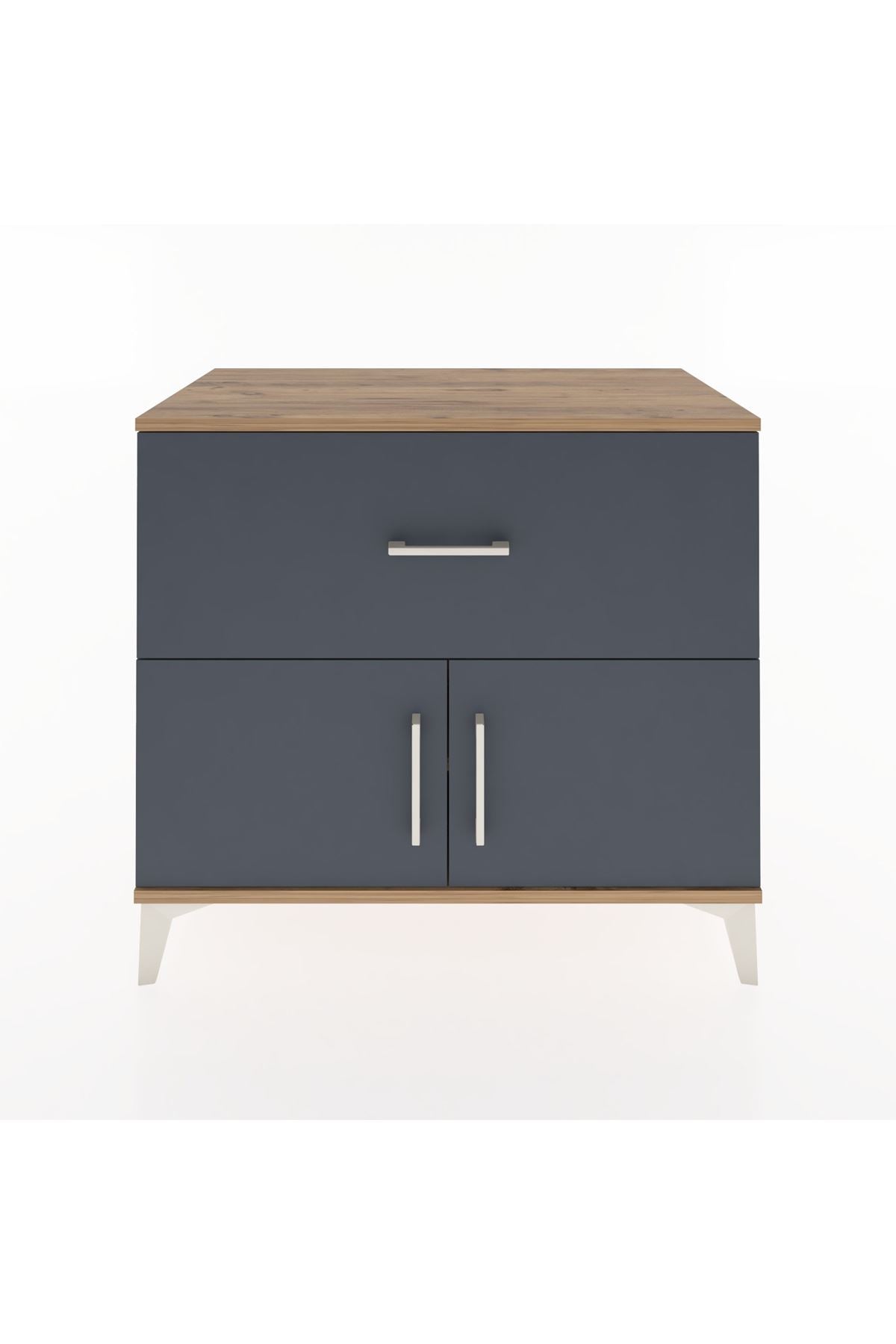 Hyperion Şifonyer Tek Raflı Tek Çekmeceli 2 Kapaklı 88x44x80 Çam-Antrasit