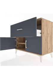 Hyperion Şifonyer Tek Raflı Tek Çekmeceli 2 Kapaklı 88x44x80 Çam-Antrasit