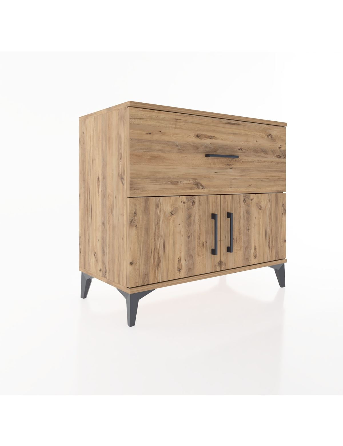 Hyperion Şifonyer Tek Raflı Tek Çekmeceli 2 Kapaklı 88x44x80 Çam-Çam