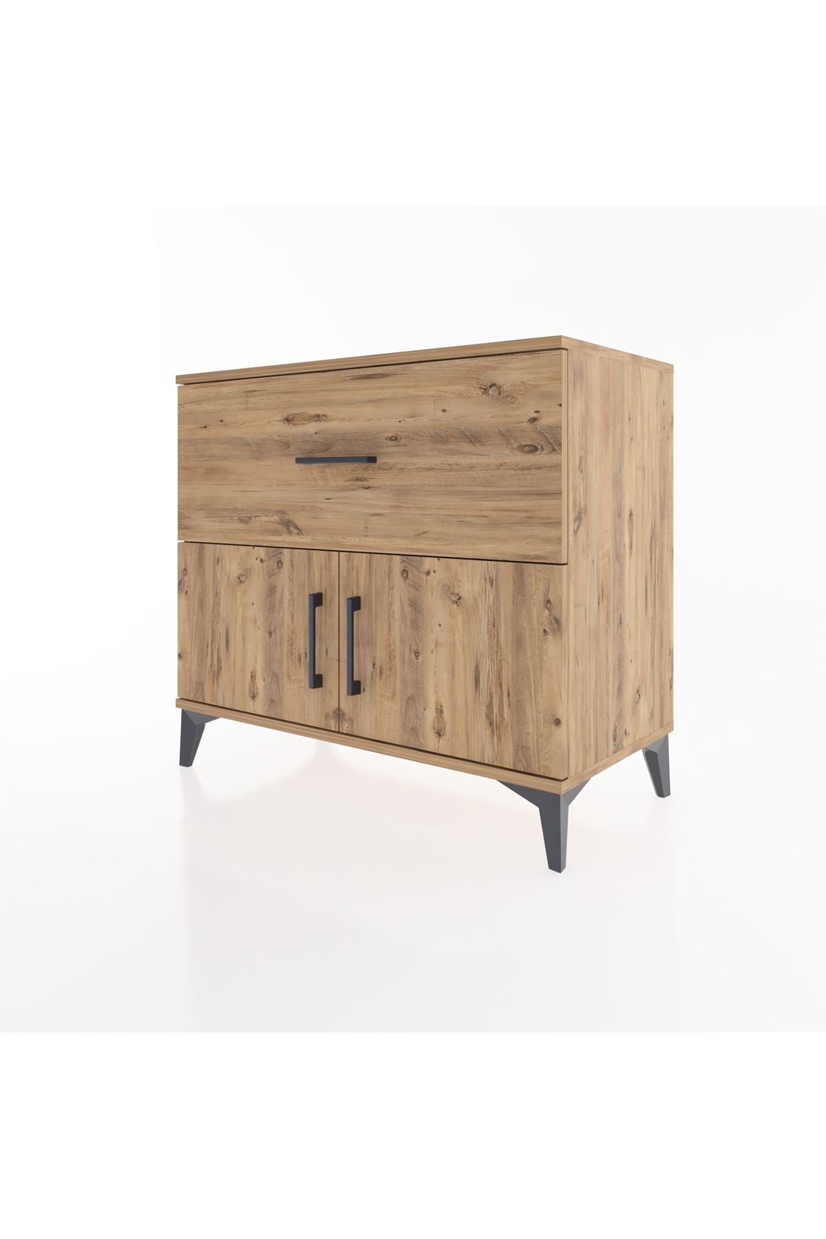 Hyperion Şifonyer Tek Raflı Tek Çekmeceli 2 Kapaklı 88x44x80 Çam-Çam