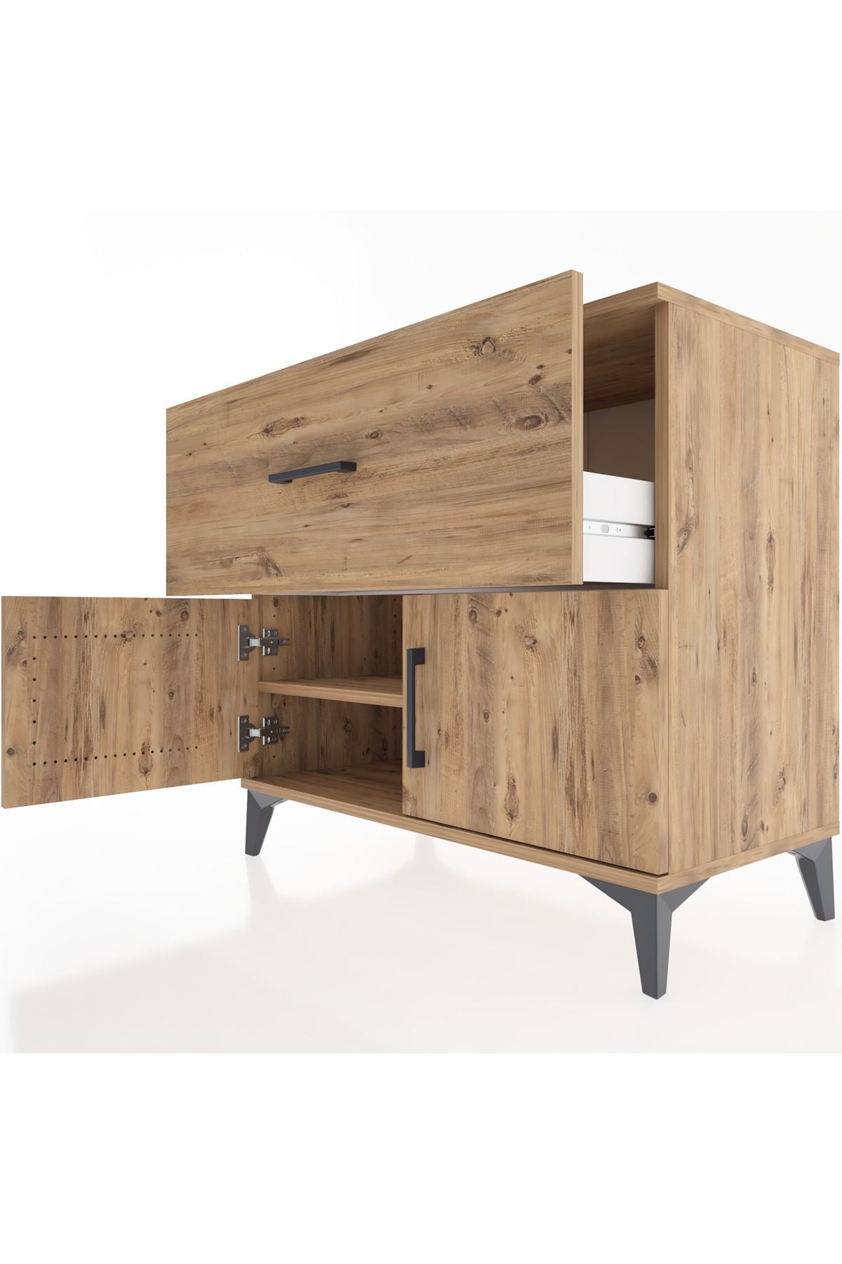 Hyperion Şifonyer Tek Raflı Tek Çekmeceli 2 Kapaklı 88x44x80 Çam-Çam