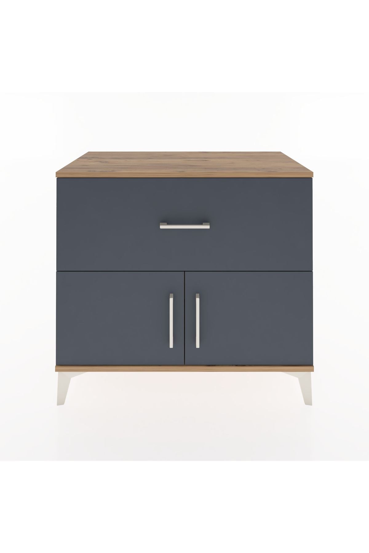 Hyperion Şifonyer Tek Çekmeceli 2 Kapaklı 88x44x80 Çam-Antrasit