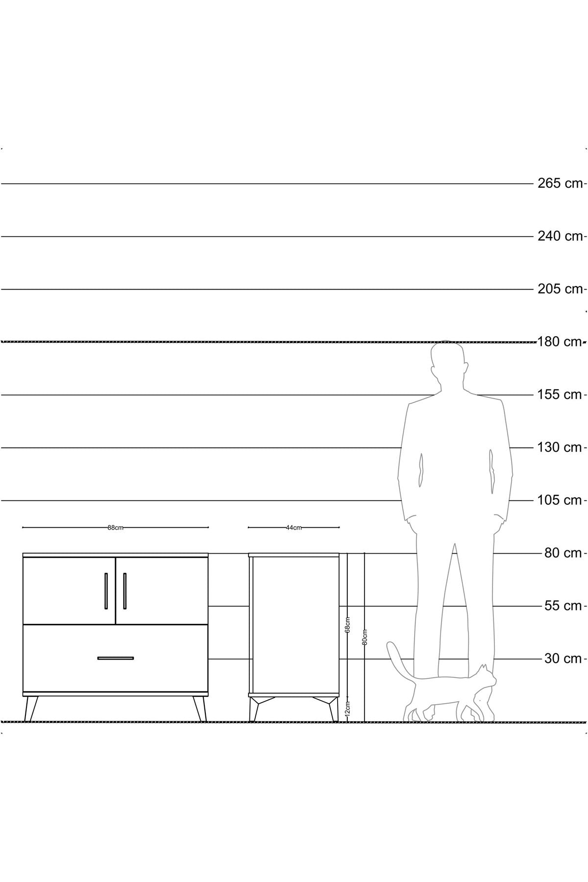 Hyperion Şifonyer 2 Raflı Tek Çekmeceli 2 Kapaklı 88x44x80 Aytaşı-Çam
