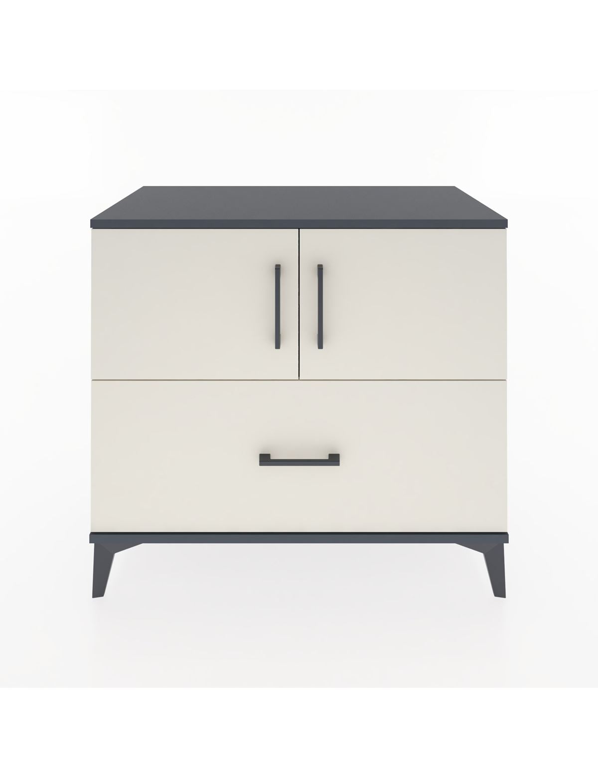 Hyperion Şifonyer 2 Raflı Tek Çekmeceli 2 Kapaklı 88x44x80 Antrasit-Aytaşı