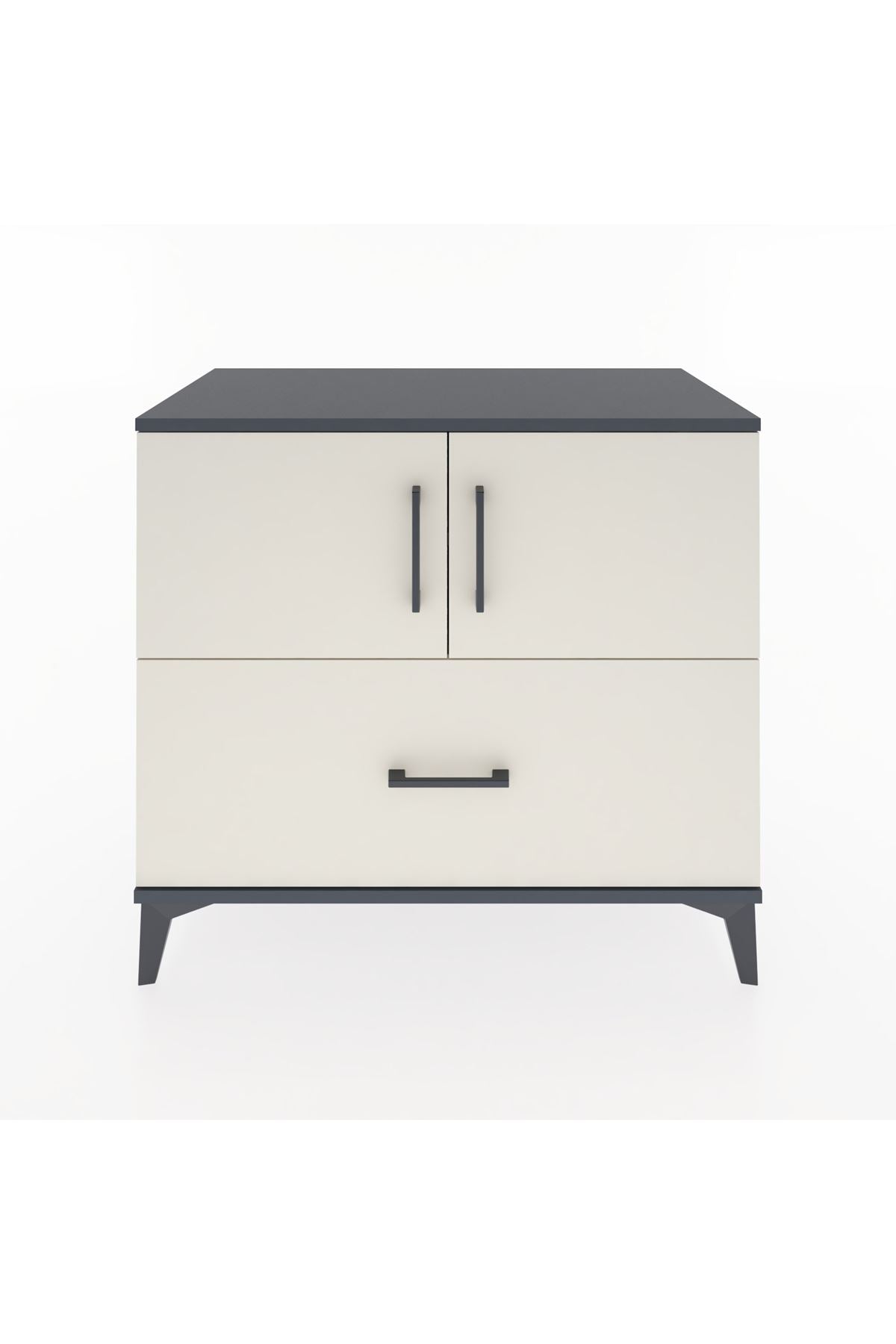 Hyperion Şifonyer 2 Raflı Tek Çekmeceli 2 Kapaklı 88x44x80 Antrasit-Aytaşı