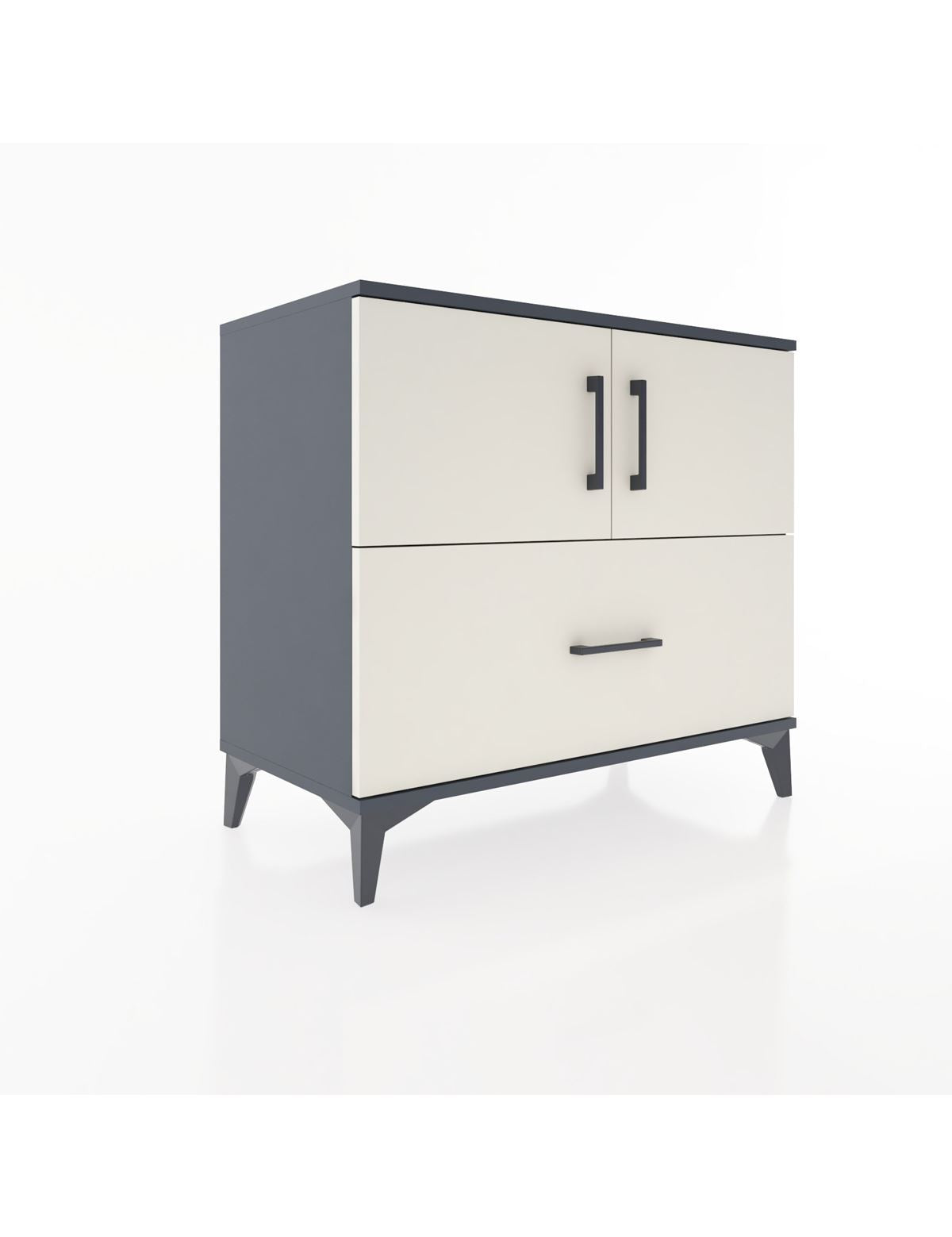 Hyperion Şifonyer 2 Raflı Tek Çekmeceli 2 Kapaklı 88x44x80 Antrasit-Aytaşı