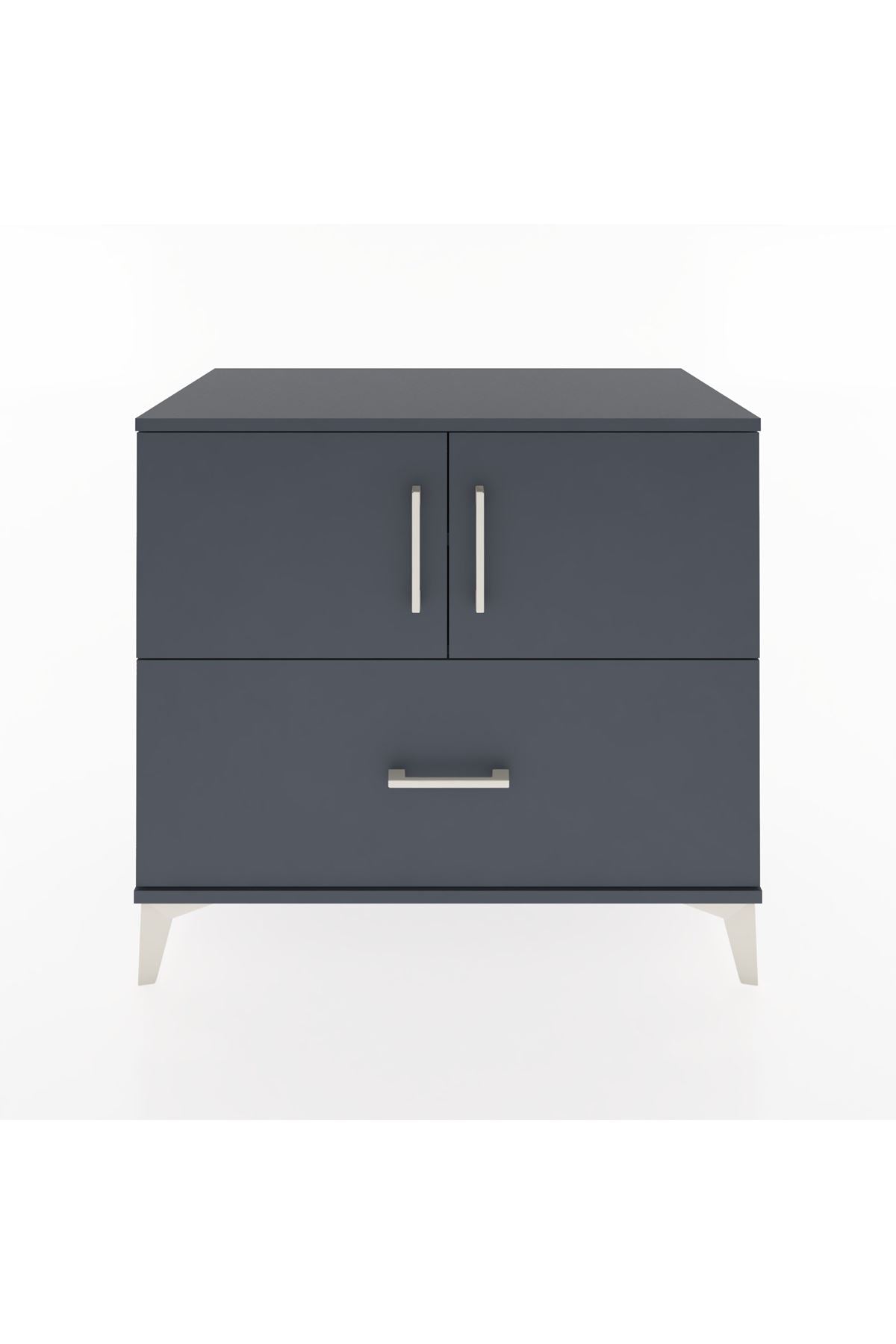 Hyperion Şifonyer 2 Raflı Tek Çekmeceli 2 Kapaklı 88x44x80 Antrasit-Antrasit