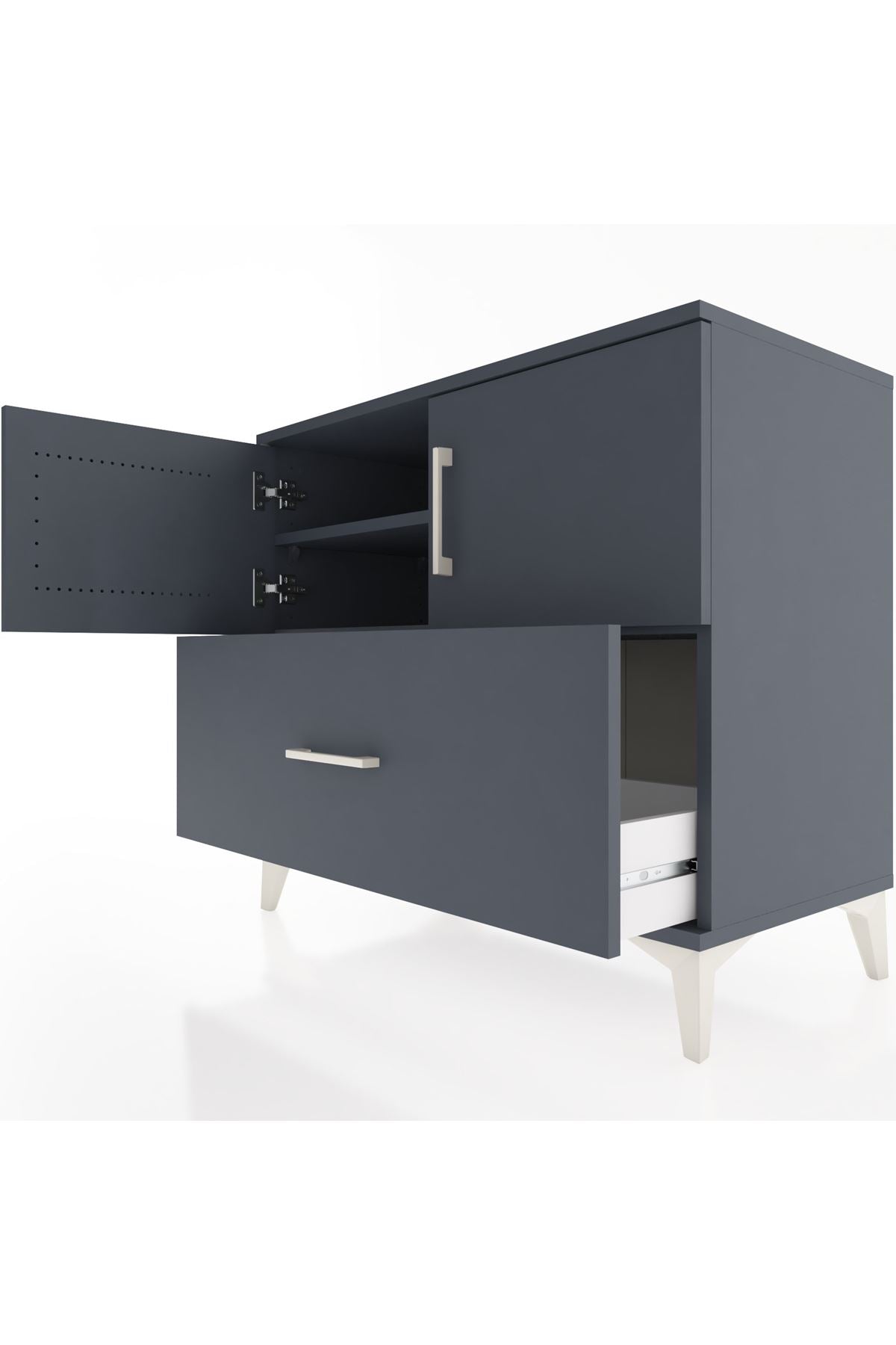 Hyperion Şifonyer 2 Raflı Tek Çekmeceli 2 Kapaklı 88x44x80 Antrasit-Antrasit