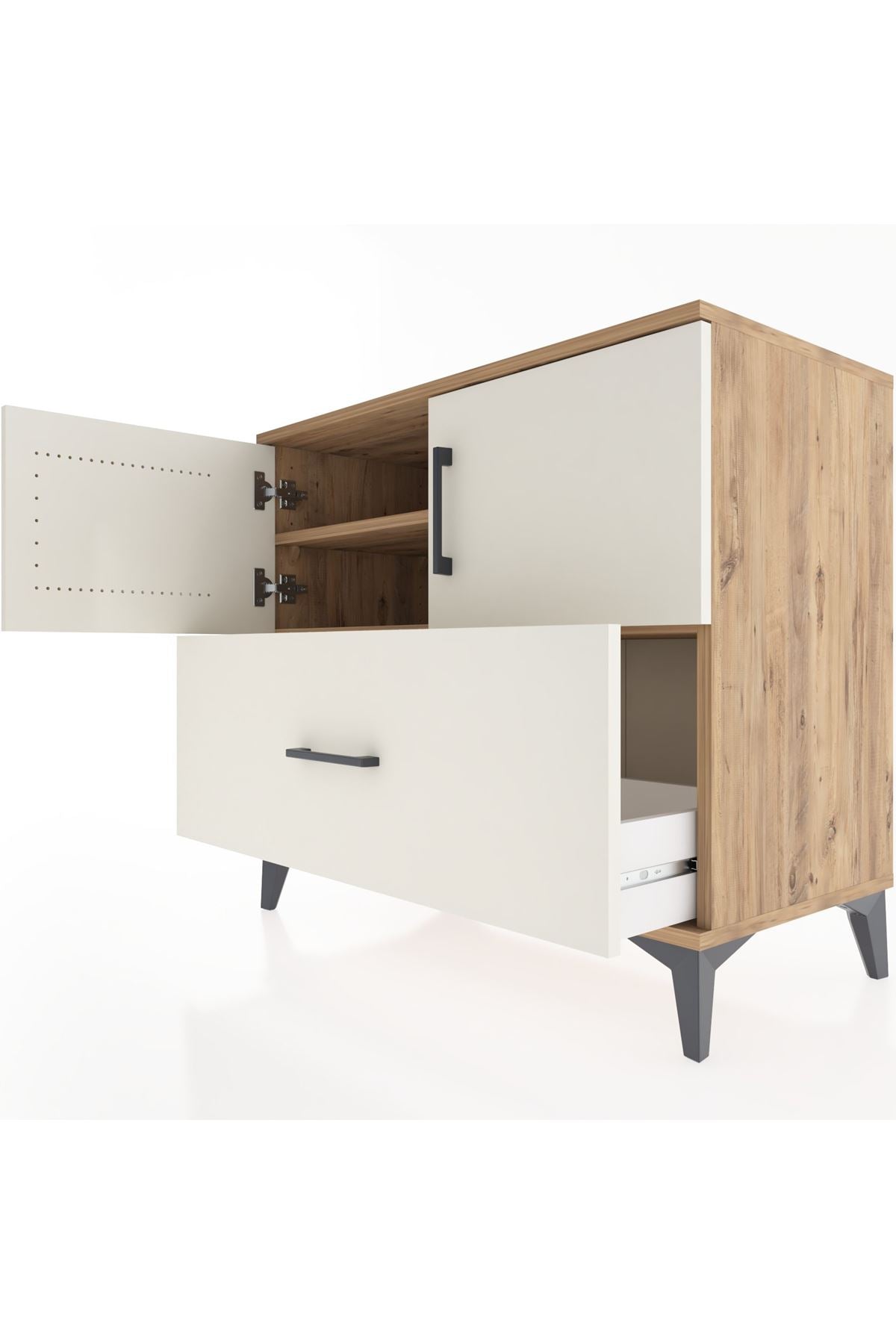 Hyperion Şifonyer 2 Raflı Tek Çekmeceli 2 Kapaklı 88x44x80 Çam-Aytaşı