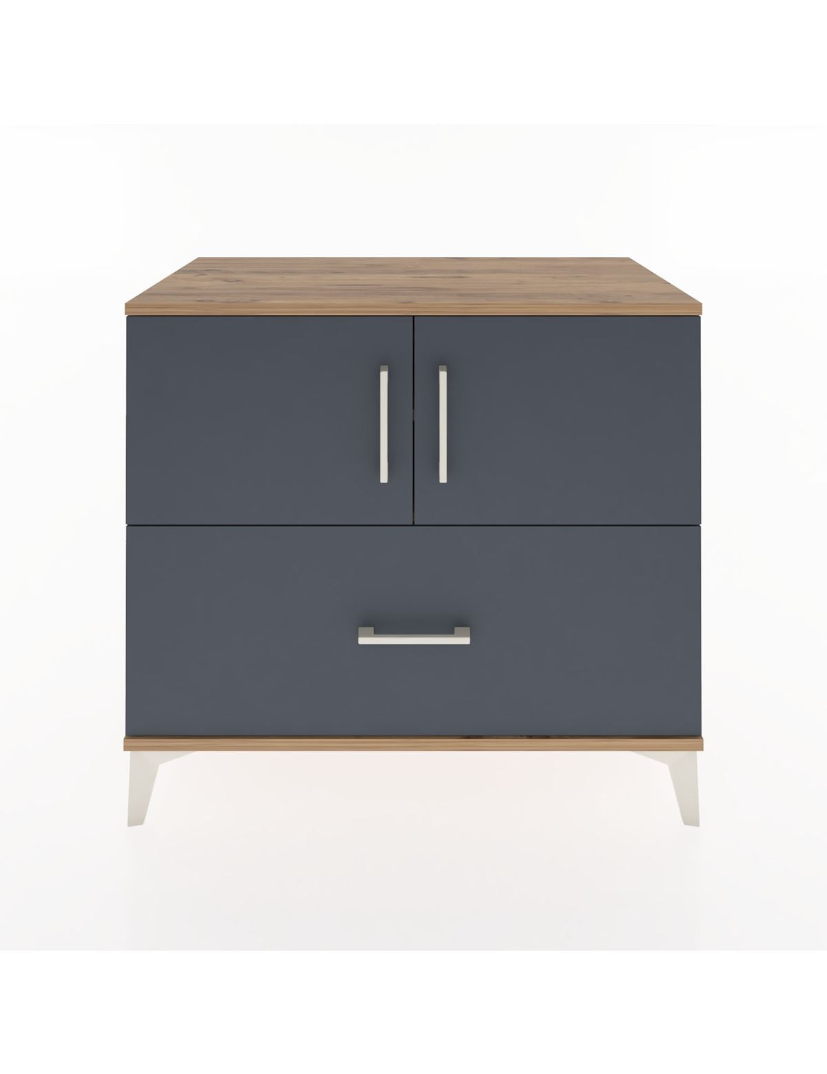 Hyperion Şifonyer 2 Raflı Tek Çekmeceli 2 Kapaklı 88x44x80 Çam-Antrasit