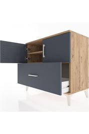 Hyperion Şifonyer 2 Raflı Tek Çekmeceli 2 Kapaklı 88x44x80 Çam-Antrasit