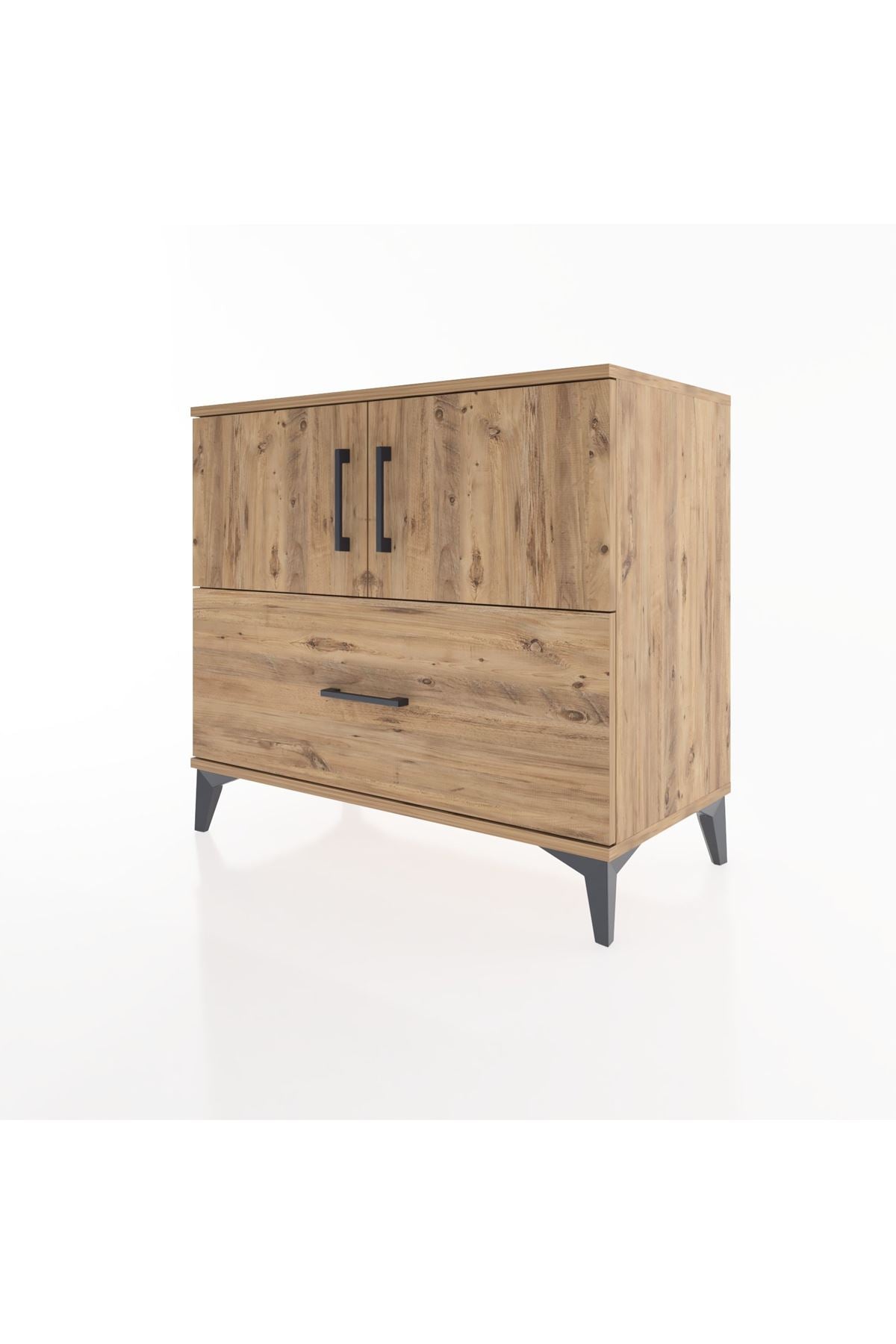 Hyperion Şifonyer 2 Raflı Tek Çekmeceli 2 Kapaklı 88x44x80 Çam-Çam