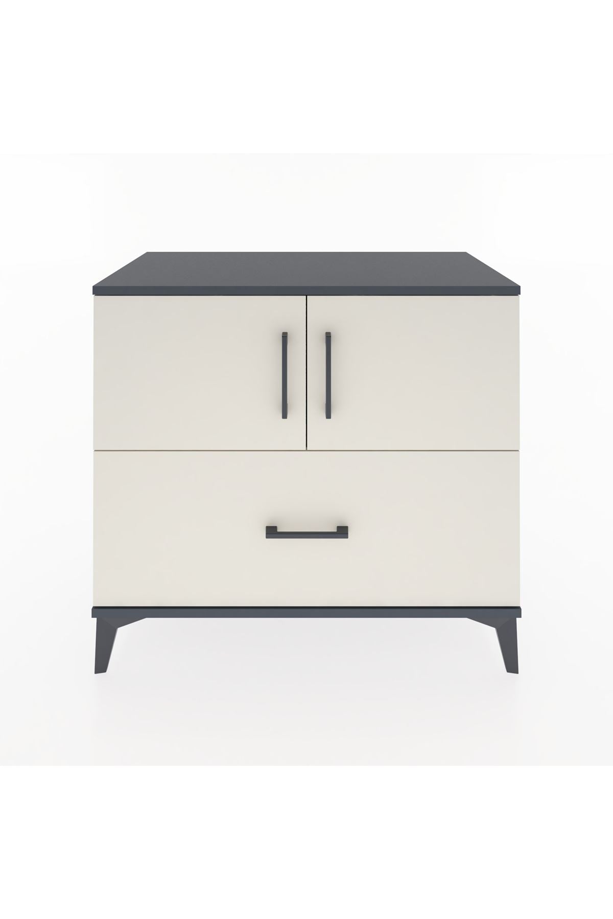 Hyperion Şifonyer Tek Raflı Tek Çekmeceli 2 Kapaklı 88x44x80 Antrasit-Aytaşı