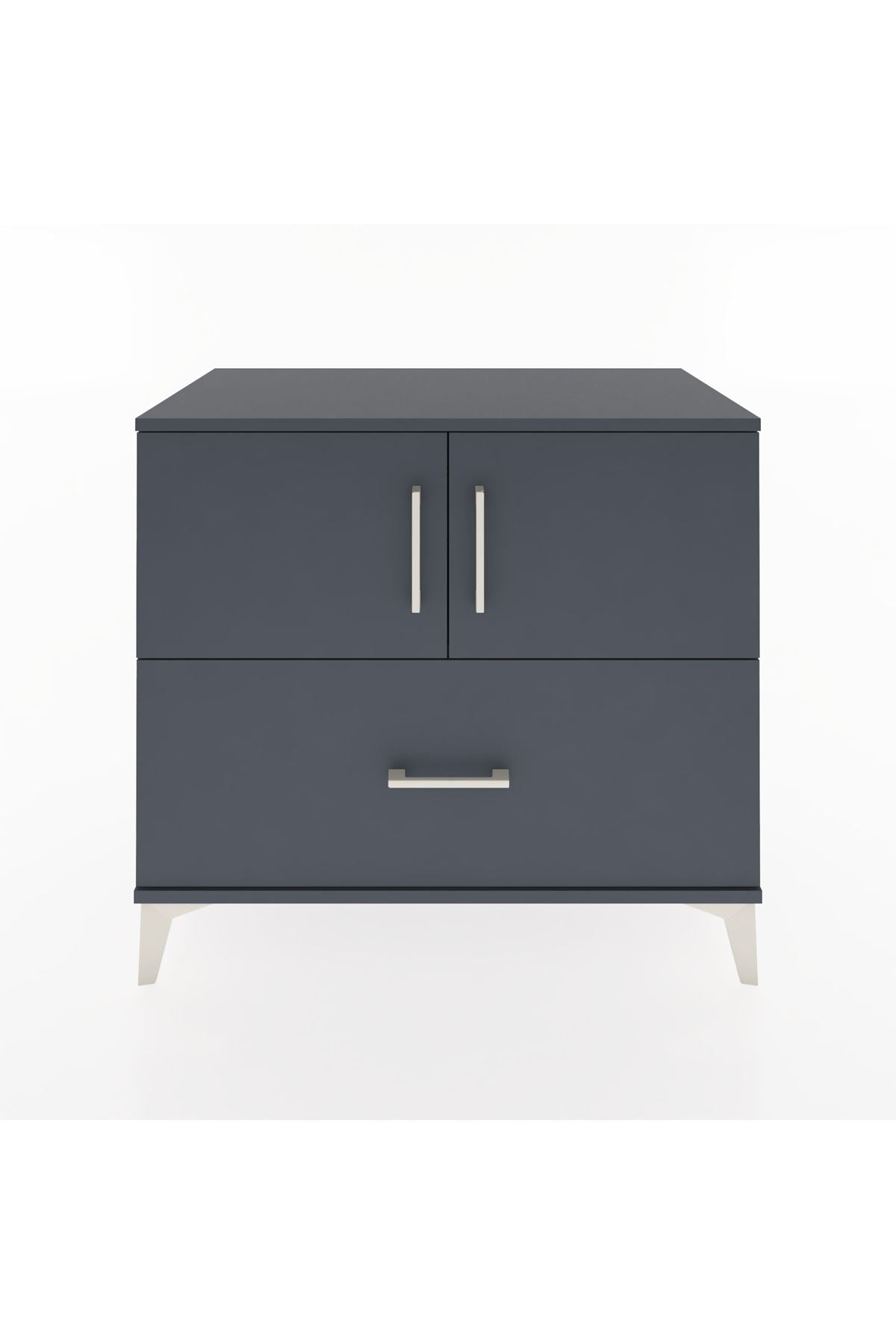 Hyperion Şifonyer Tek Raflı Tek Çekmeceli 2 Kapaklı 88x44x80 Antrasit-Antrasit