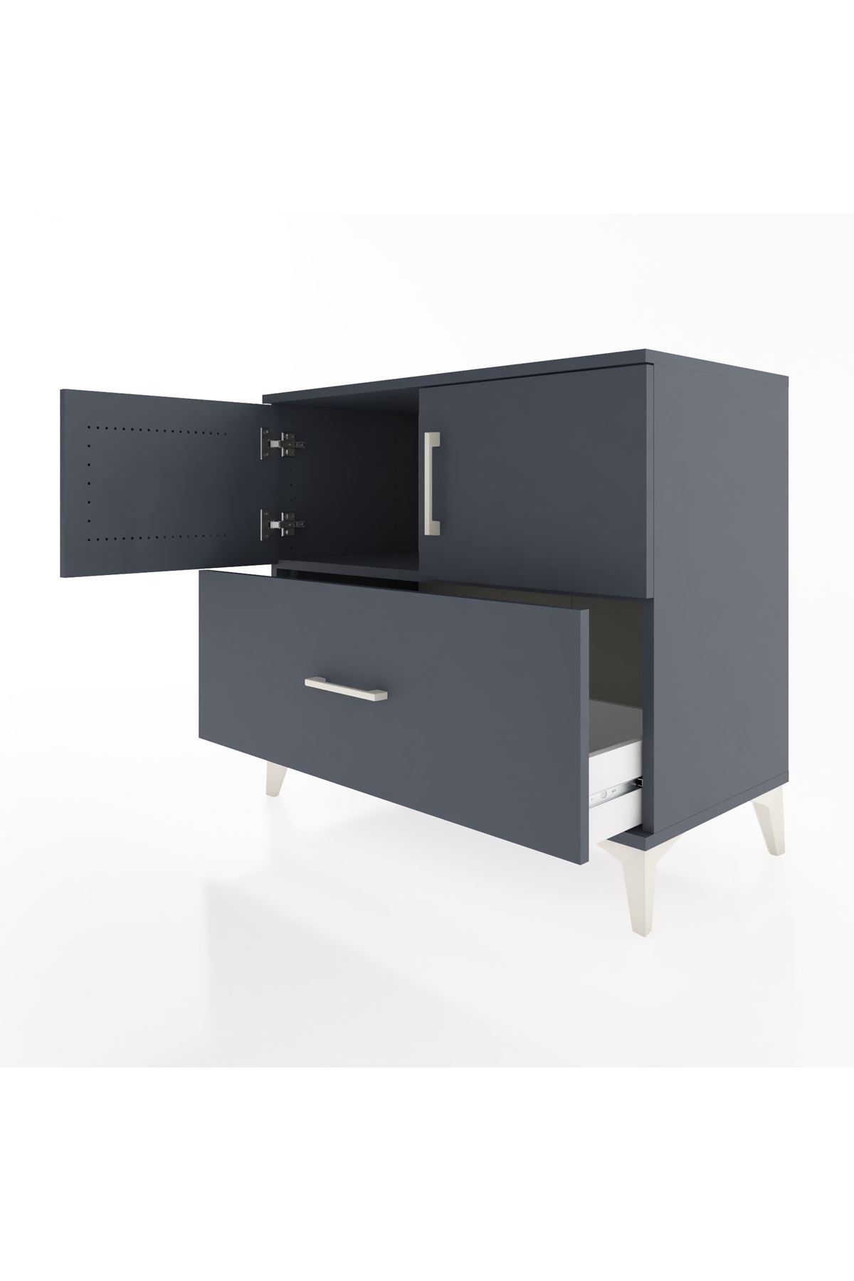 Hyperion Şifonyer Tek Raflı Tek Çekmeceli 2 Kapaklı 88x44x80 Antrasit-Antrasit