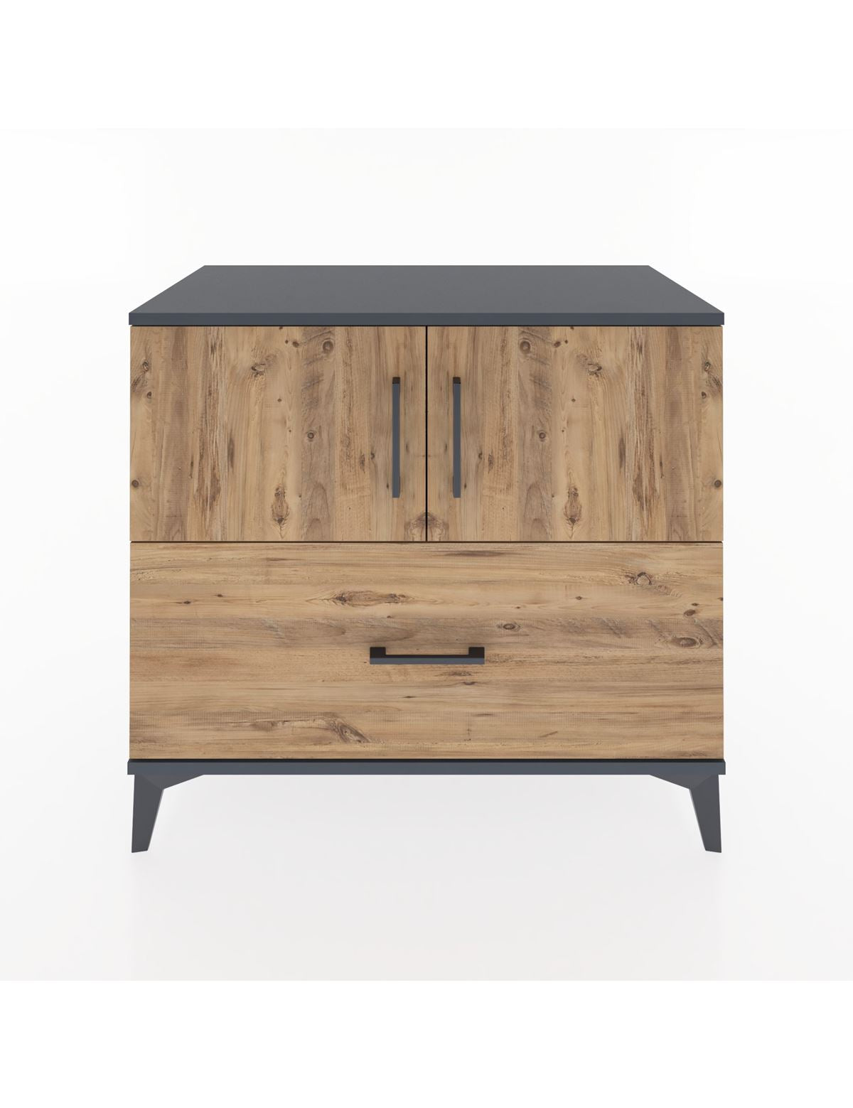 Hyperion Şifonyer Tek Raflı Tek Çekmeceli 2 Kapaklı 88x44x80 Antrasit-Çam