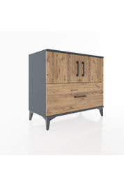 Hyperion Şifonyer Tek Raflı Tek Çekmeceli 2 Kapaklı 88x44x80 Antrasit-Çam