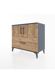 Hyperion Şifonyer Tek Raflı Tek Çekmeceli 2 Kapaklı 88x44x80 Antrasit-Çam