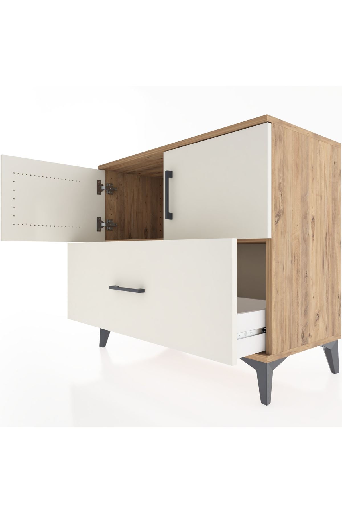 Hyperion Şifonyer Tek Raflı Tek Çekmeceli 2 Kapaklı 88x44x80 Çam-Aytaşı