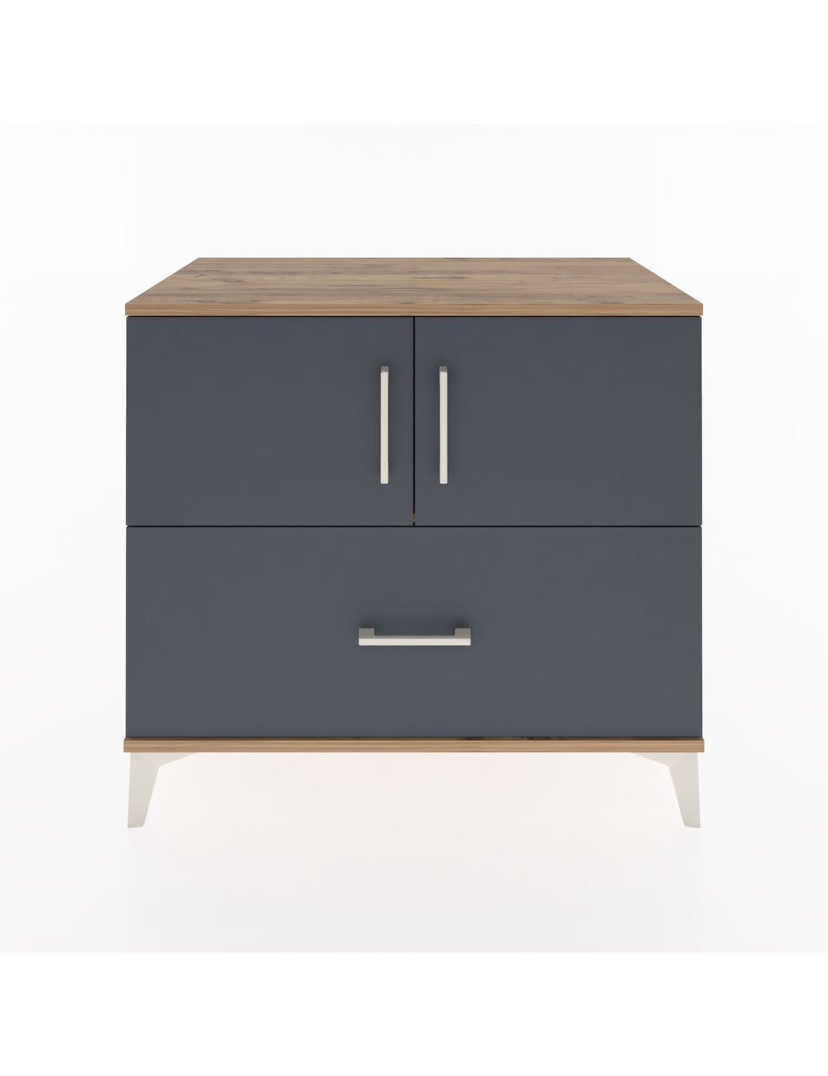 Hyperion Şifonyer Tek Raflı Tek Çekmeceli 2 Kapaklı 88x44x80 Çam-Antrasit